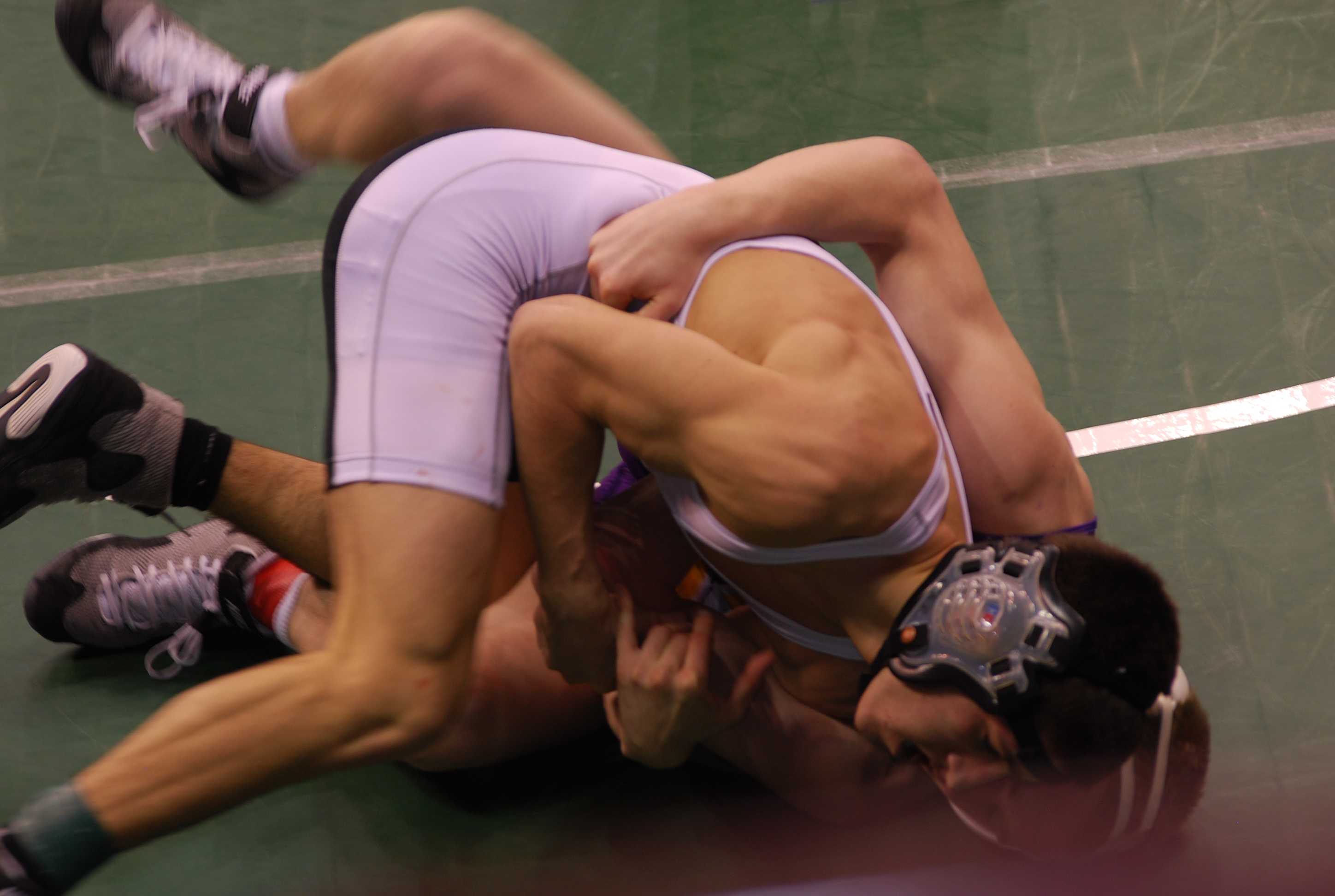 Ryan Harris struggles with his opponent at the state tournament. Photo courtesy of Debbie Harris