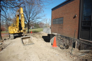 The excavation outside the band and orchestra rooms has already begun.