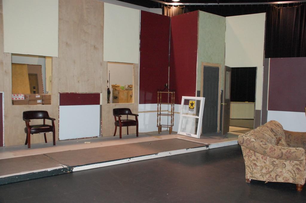The set is still under construction for the upcoming production The Odd Couple. The Tech Crew will work long hours to make sure that the show runs smoothly.