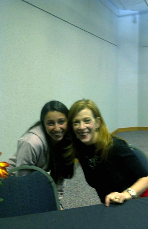 Junior Eva Mushkin poses with journalist Susan Orlean. Photo by Haley Marblestone