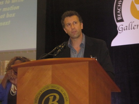 Inductee Jonathan Goldstein speaking at the BHS Gallery of Success in April 2014.