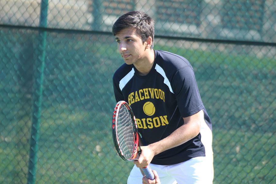 Senior Kaustav Malik, along with junior Barak Spector and seniors Alex Machtay and Griffin Celleghin, will compete this weekend in the state tennis tournament. Photo by Bradford Douglas.