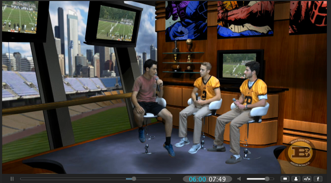 In their first show, Marmaros and Stern interviewed quarterback Ben Connor. Screenshot from Running With the Herd.