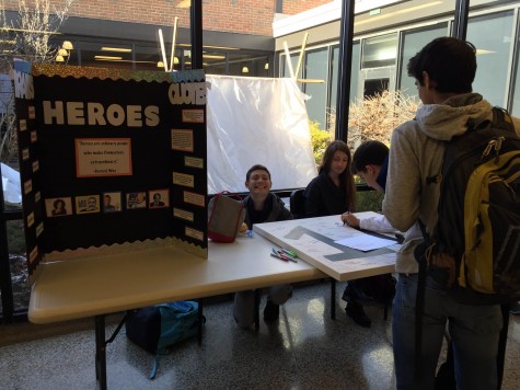 Juniors Cameryn Cohen, Matthew Stovsky and Aden Stern and Seniors Max Halpert and Vonya Shiffman created a poster similar to the “Wall of Heroes” that was hanging in the social studies hallway in December. The poster displays the heroes of everyone in the senior class of 2016, and influenced all students to think about whom they look up to as a role model. Halpert is excited that the heroes of the class of 2016 will be hanging up permanently. “We hope that the board will make the high school a more positive environment,” he said. “It is cool that people can walk by in 20 years and see the hero they wrote.”