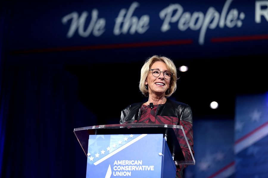 Betsy+DeVos+speaking+at+the+Conservative+Political+Action+Conference+in+Feb.+2017.+Photo+by+Gage+Skidmore+via+Wikimedia+Commons.