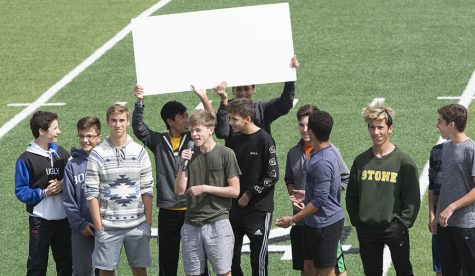 The soccer team at the Sept. 1 pep rally for fall sports. Photo by Gabriela Covolan Costa.