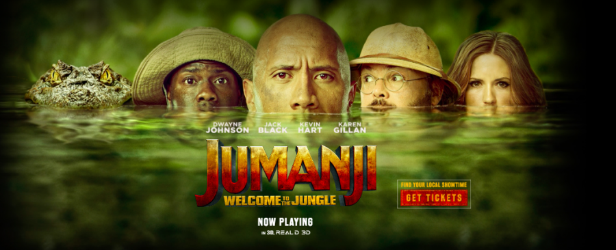 Jumanji may be a video game movie, but it flips the stereotype on its head. Image source: http://www.jumanjimovie.com/site/
