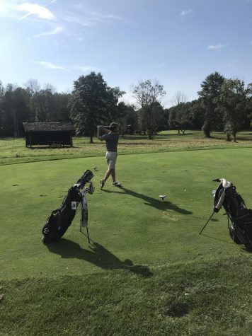 Nate Burke pictured on Aug. 30 playing against Benedictine at the Flowers Mill Golf Course. Photo by Matthew Hardy
