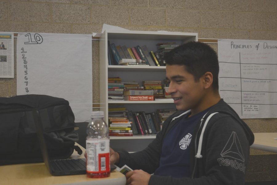 Julian Valdivia prepares for his test on A Midsummer Night's Dream. Photo by Simon Anastos