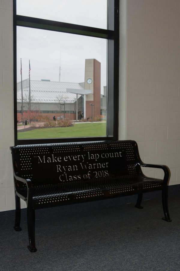 One of the Ryan Warner memorial benches will be installed outside when the weather warms.