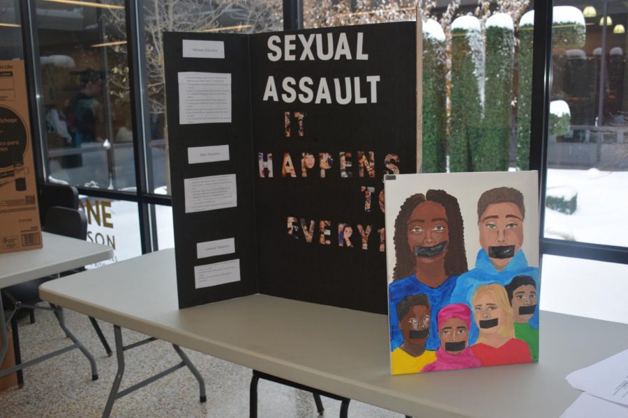 One group including Sema Altawan and Teilah Simon completed a project to raise awareness on the issue of sexual assault. Photo by Nakita Reidenbach
