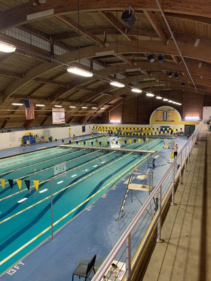 The BHS natatorium, where swimmers have faced high heat, humidity, and other maintenance issues.