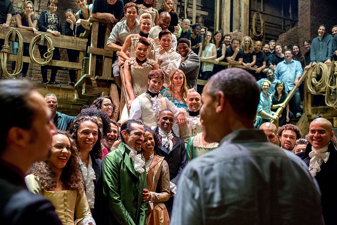 President Obama meeting the cast of Hamilton in 2015.