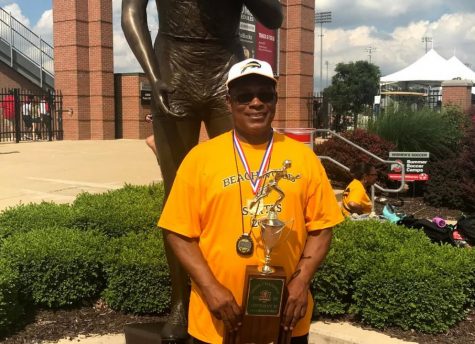 Coach Smith pictured in 2019 in Columbus at the Jesse Owens Memorial Track & Field Stadium.
