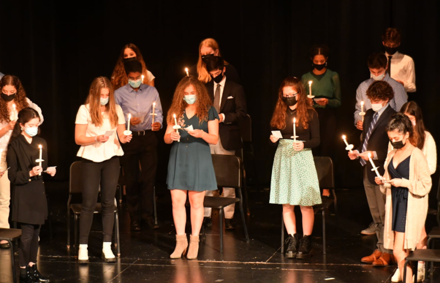 New members take the NHS pledge at the induction ceremony in October.