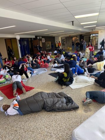 Seniors threw a slumber party in the main hallway on Friday, April 29.