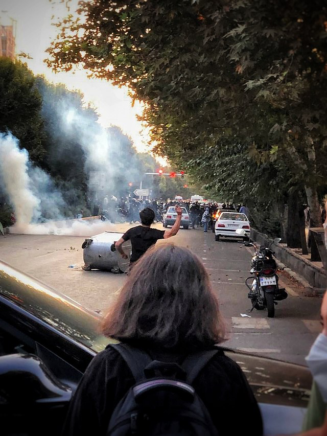 Protesters+clash+with+Iranian+security+forces+on+Sept.+20%2C+2022+in+Tehran.++
