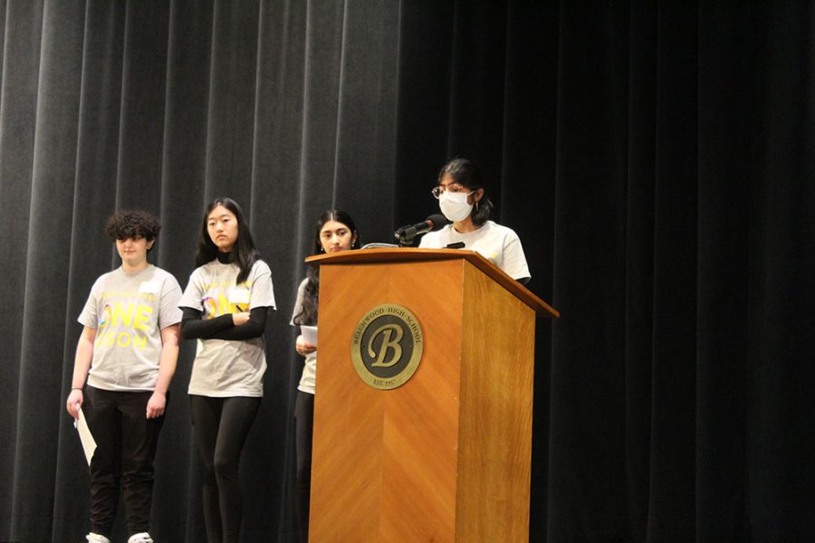 Sophomore Radha Pareek and other student leaders addressed the audience at the One Bison Summit on March 22. Photos by Vivian Myers and Anna Zhao