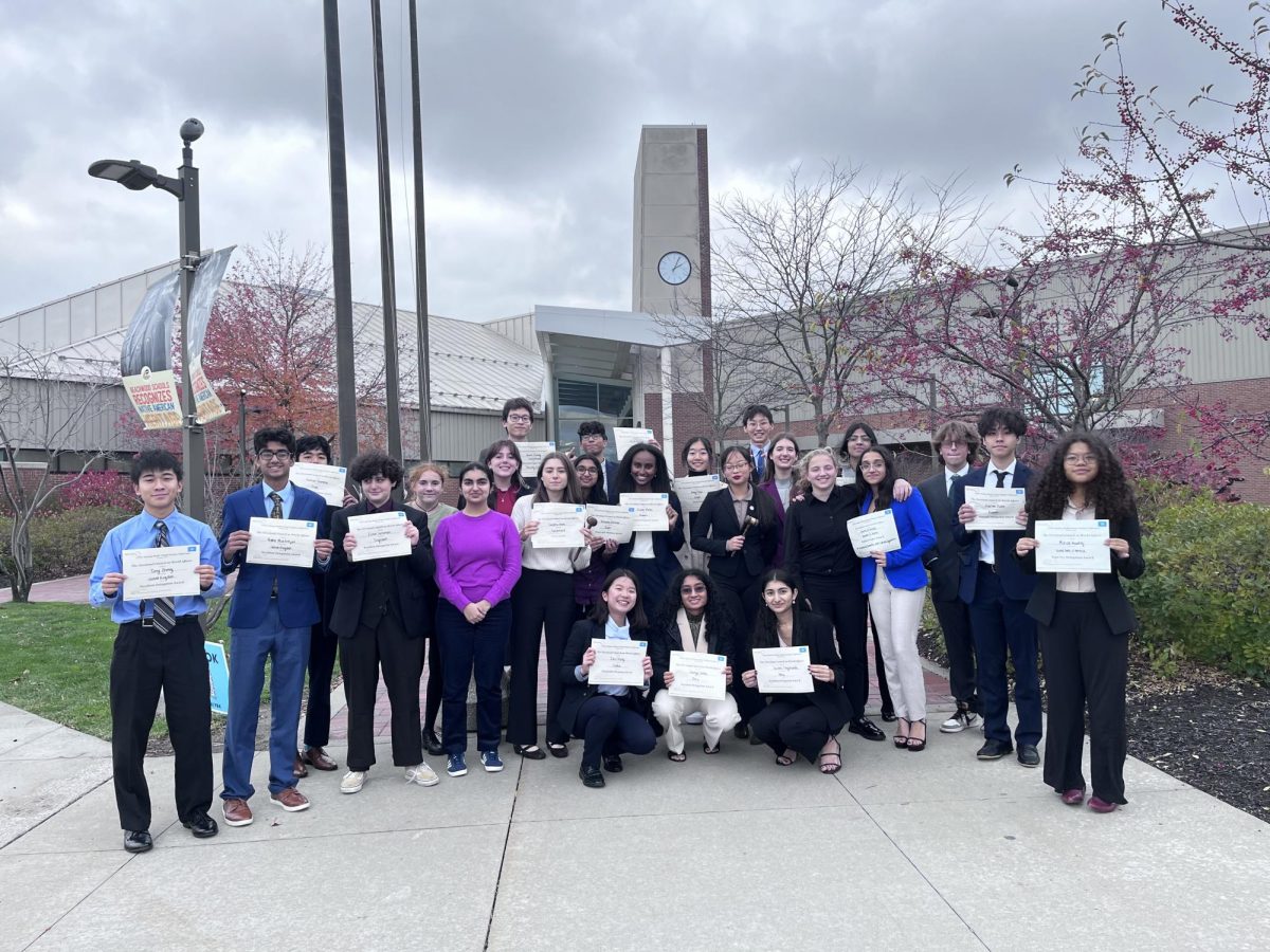 Beachwood Model United Nations participants show off their awards after returning from the CCWA Conference at Case. Photo courtesy of Dominic Velotta