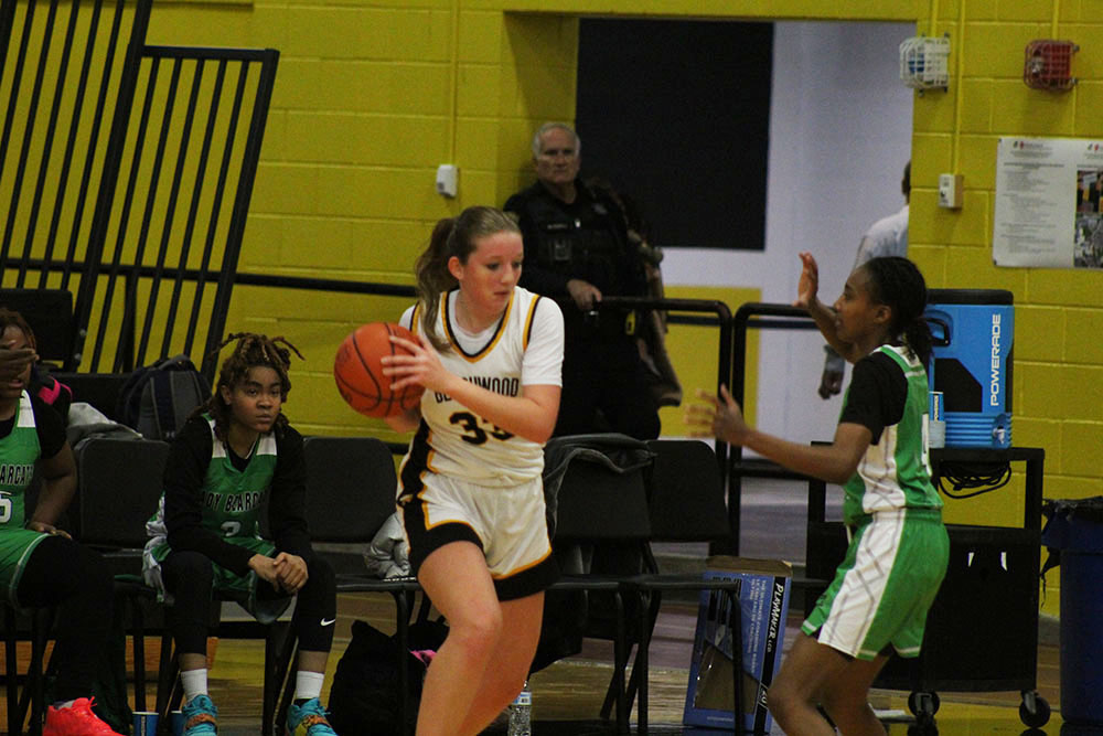 Co-Captain Goldi Aschkenasy prepares to drive to the basket during the Dec. 1 home game against Bedford. 
