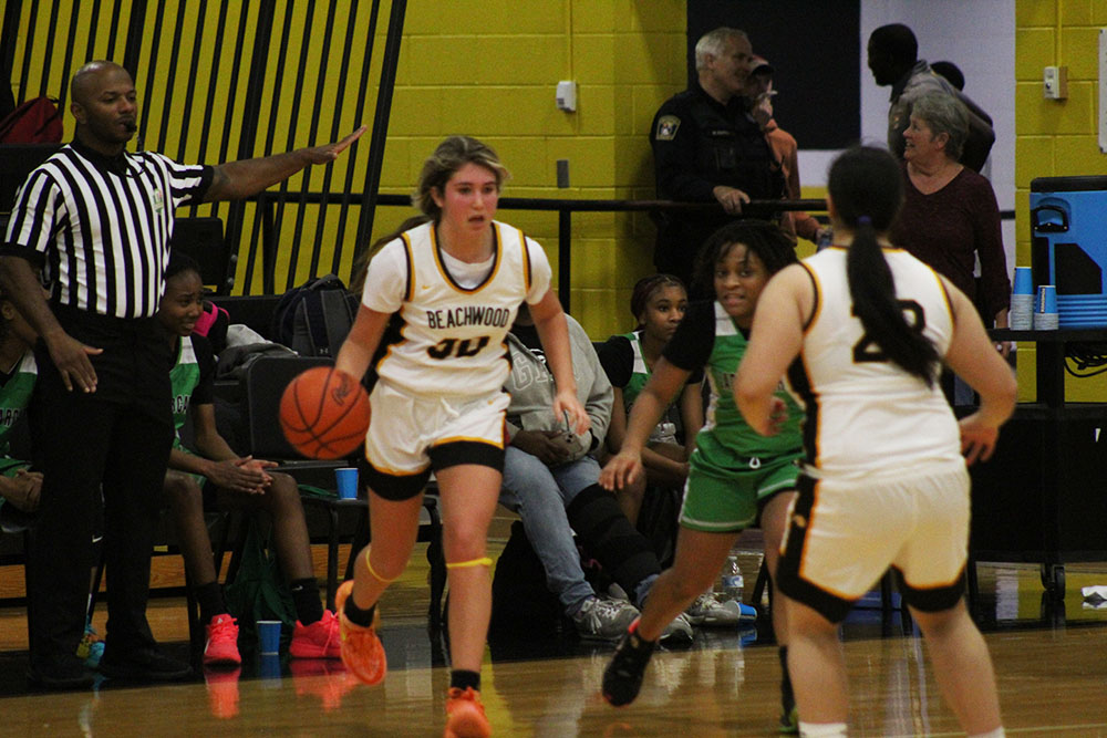 Captain Lexi Jaffe drives towards the hoop during last year's Bedford game.
