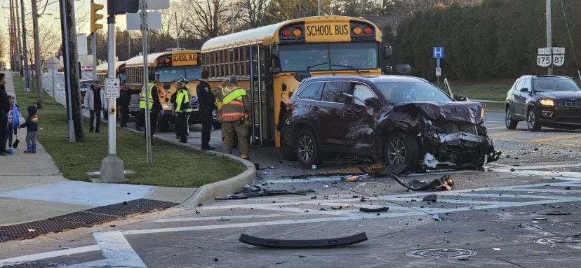 After receiving authorization from the police, the students were transferred to another bus and taken home while the bus driver was driven back to the bus garage to fill out an accident report.
