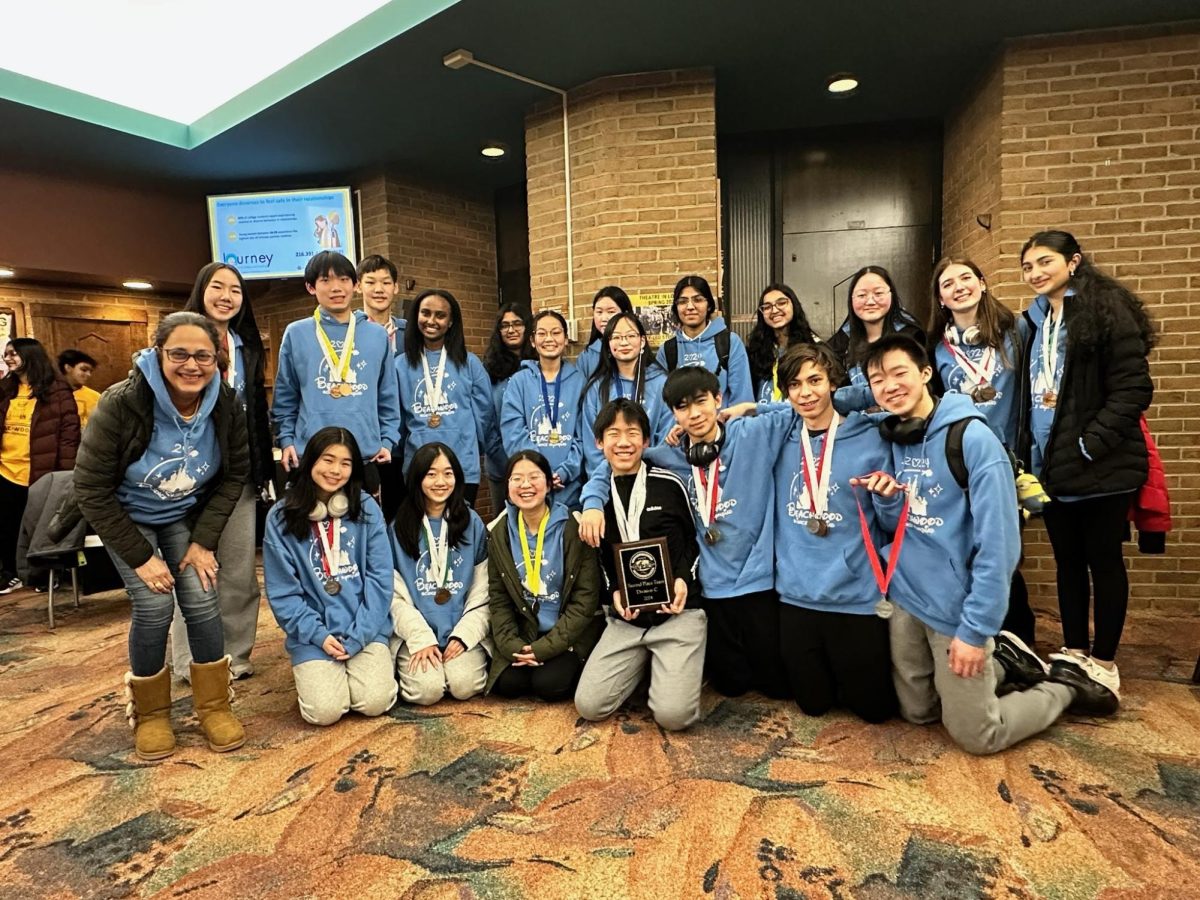 The Science Olympiad team poses after competing at the regional competition at Baldwin Wallace.