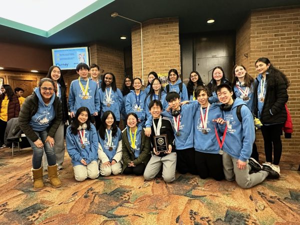 The Science Olympiad team poses after competing at the regional competition at Baldwin Wallace.