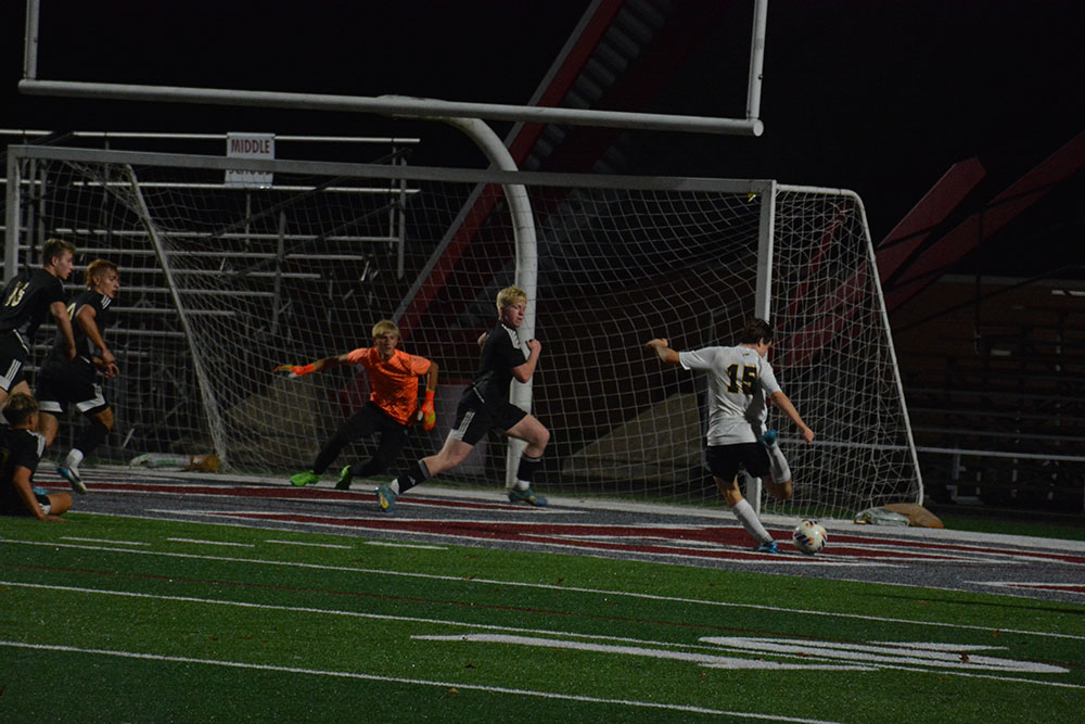 Junior winger Asher Gearity takes a stunning shot on goal