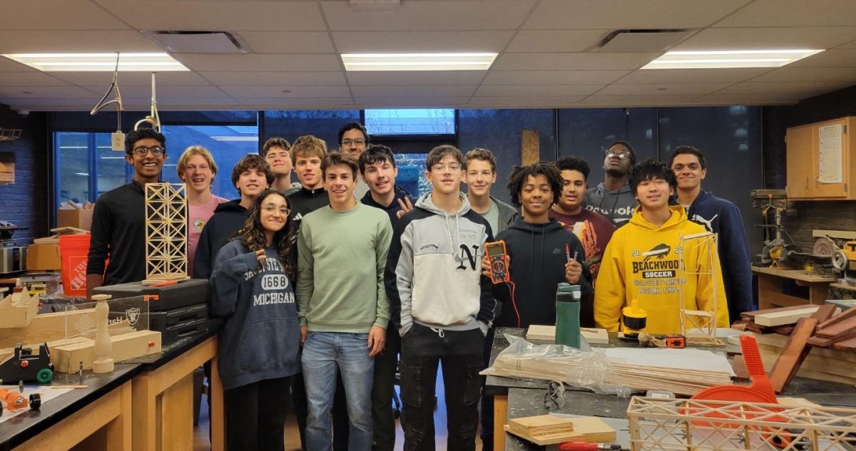 Engineering club members posing for a group photo. 