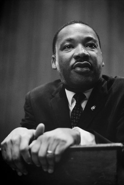 Dr. Martin Luther King, Jr. at a press conference on March 26, 1964.