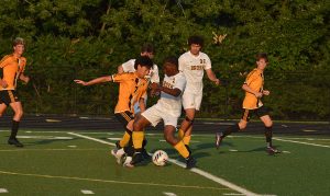 Junior Daniel Park, shown battling with a Brush defender in August, will be rooting for South Korea in the World Cup.