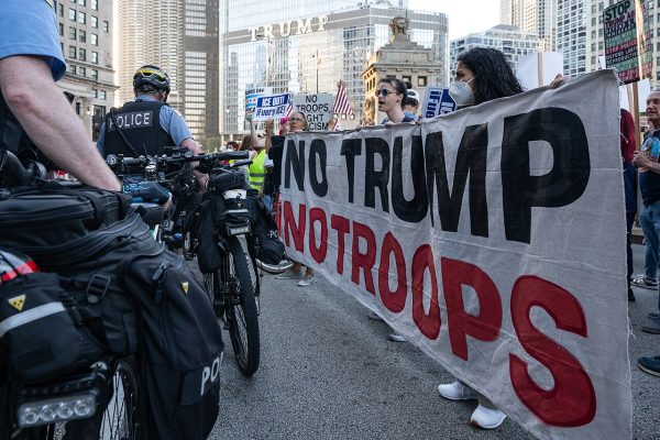 Anti-Ice protests on Sept. 25 in Chicago, one of the cities where the Trump administration has been trying to deploy the National Guard.
