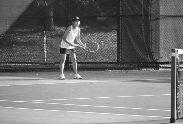 Zhou playing her first match at the Cuyahoga River Valley Conference Tournament. 