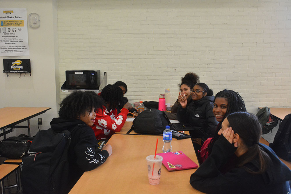 Without their phones, students have been talking more during lunch and free periods. 