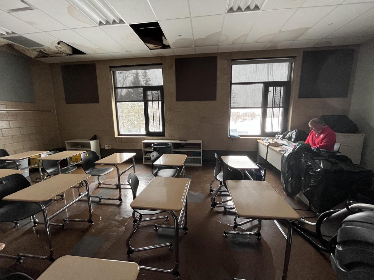 Significant leaks occurred in Evan Luzar's English classroom as well as other 100-hallway classrooms in late January and early February.